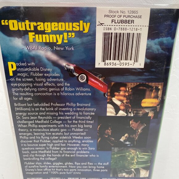 Vintage Disneys Flubber VHS Tape Clamshell Case Family Movie 1997 Robin Williams - Picture 3 of 9